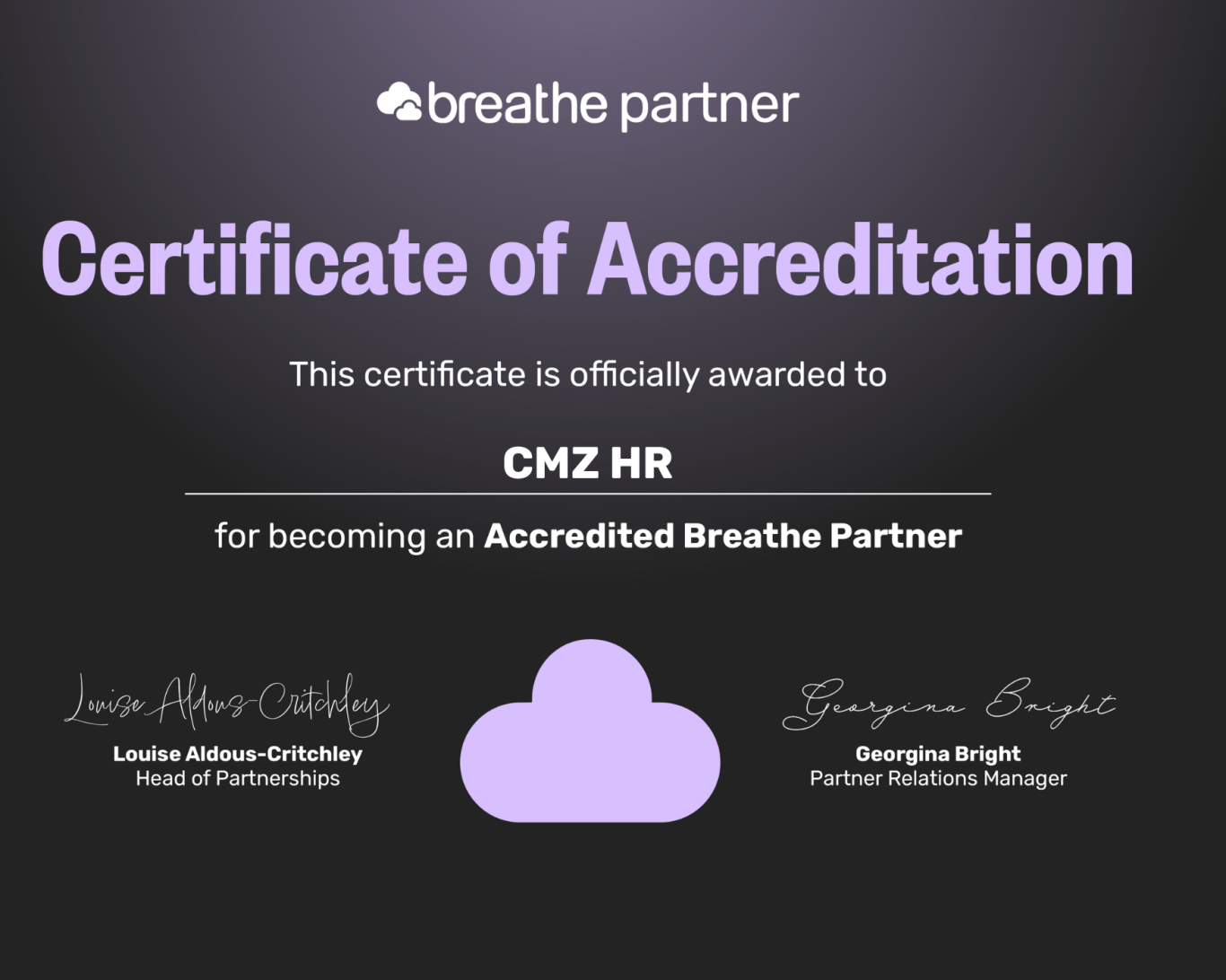 Certificate of Accreditation Accredited Breathe Partner